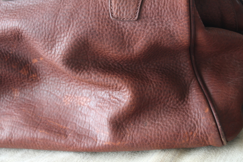 photo of Duluth Trading lifetime leather AWOL bag w/ firehose cotton lining, overnight carry on tote #12