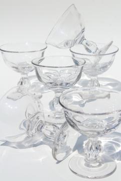 catalog photo of Duncan & Miller Canterbury crystal clear coupe champagne glasses, saucer shaped champagnes