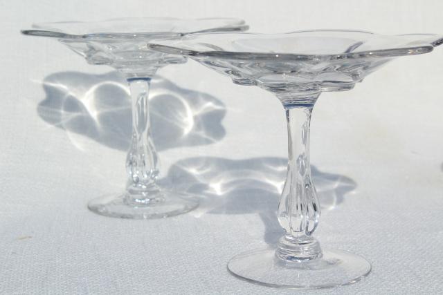 photo of Duncan & Miller Canterbury pattern compote pedestal bowls, crystal clear vintage elegant glass #4