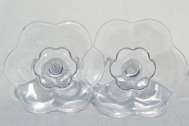 photo of Duncan & Miller Canterbury pattern compote pedestal bowls, crystal clear vintage elegant glass #6