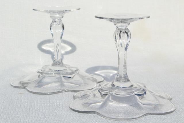 photo of Duncan & Miller Canterbury pattern compote pedestal bowls, crystal clear vintage elegant glass #10