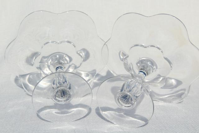 photo of Duncan & Miller Canterbury pattern compote pedestal bowls, crystal clear vintage elegant glass #11