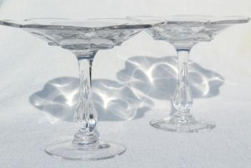 catalog photo of Duncan & Miller Canterbury pattern compote pedestal bowls, crystal clear vintage elegant glass