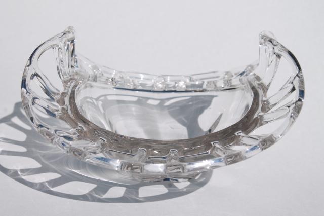 photo of Duncan & Miller Canterbury pattern glass fruit bowl, open lace edge banana dish #3