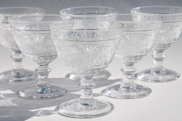 photo of Duncan & Miller sandwich glass champagne glasses / ice cream dishes, vintage stemware #1