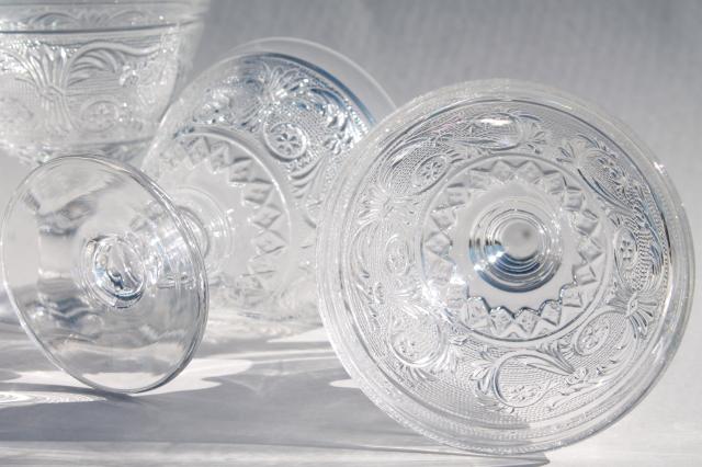 photo of Duncan & Miller sandwich glass champagne glasses / ice cream dishes, vintage stemware #4