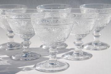 catalog photo of Duncan & Miller sandwich glass champagne glasses / ice cream dishes, vintage stemware