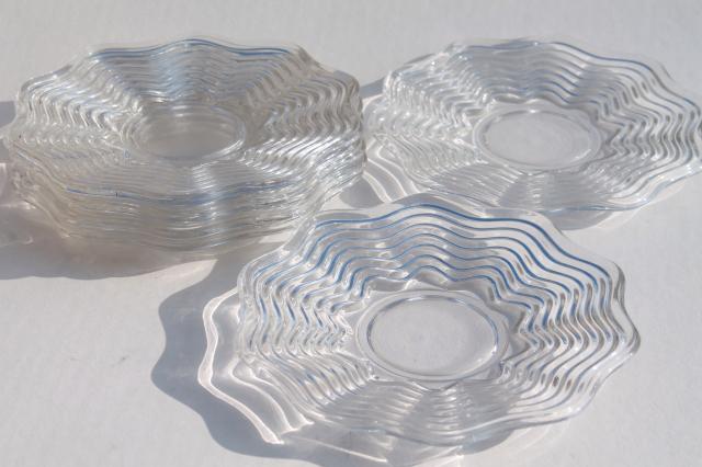 photo of Duncan & Miller vintage elegant glass plates, Caribbean rippled waves scalloped pattern #1