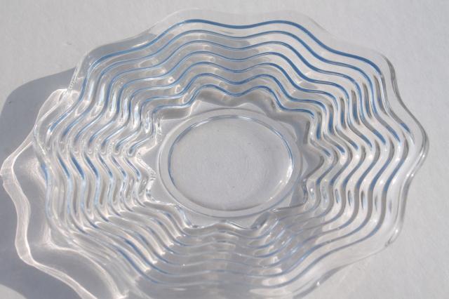 photo of Duncan & Miller vintage elegant glass plates, Caribbean rippled waves scalloped pattern #5