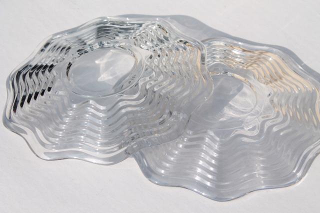 photo of Duncan & Miller vintage elegant glass plates, Caribbean rippled waves scalloped pattern #6