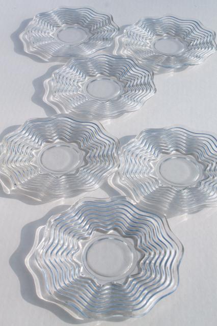 photo of Duncan & Miller vintage elegant glass plates, Caribbean rippled waves scalloped pattern #7