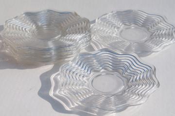 catalog photo of Duncan & Miller vintage elegant glass plates, Caribbean rippled waves scalloped pattern