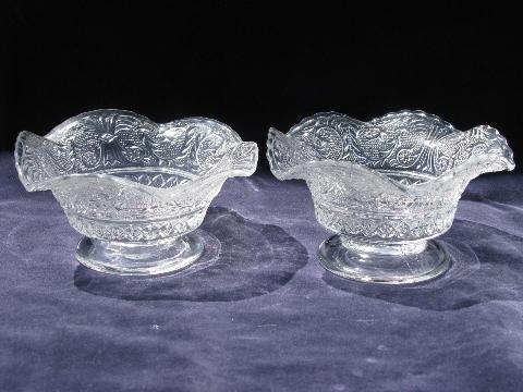 photo of Duncan and Miller vintage Early American sandwich glass ruffled bowls #1