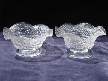 catalog photo of Duncan and Miller vintage Early American sandwich glass ruffled bowls