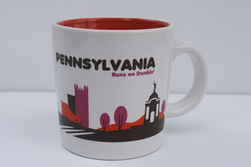 photo of Dunkin Donuts DD Pennsylvania Runs on Dunkin coffee mug, vintage 2012 collector's cup  #1