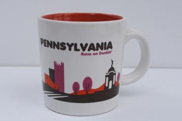 catalog photo of Dunkin Donuts DD Pennsylvania Runs on Dunkin coffee mug, vintage 2012 collector's cup 