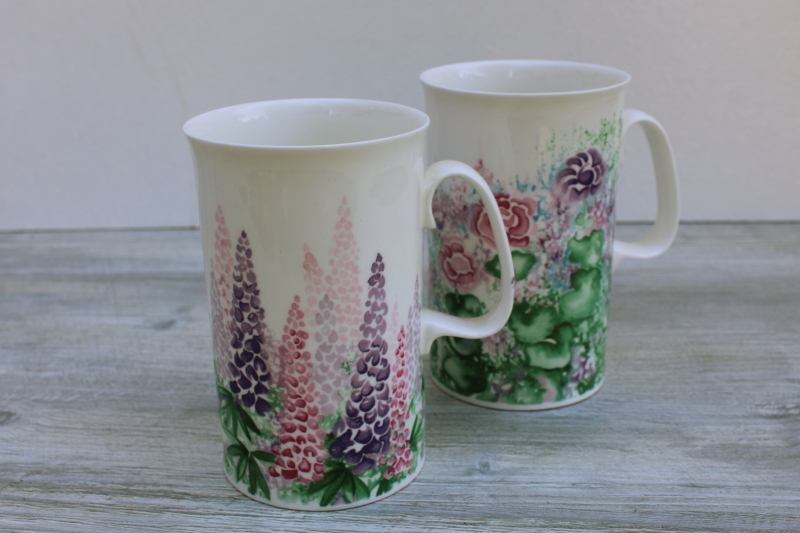 photo of Dunoon bone china tea mugs or coffee cups, Summer Haze English garden florals #2