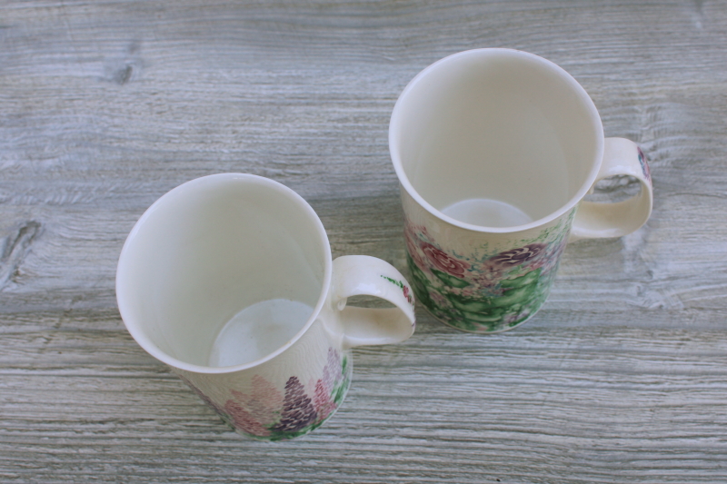 photo of Dunoon bone china tea mugs or coffee cups, Summer Haze English garden florals #3