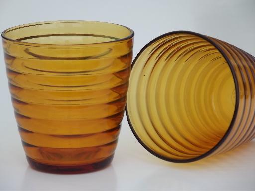 photo of Duralex - France amber glass tumblers, beehive shape jelly glasses #3