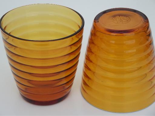 photo of Duralex - France amber glass tumblers, beehive shape jelly glasses #4