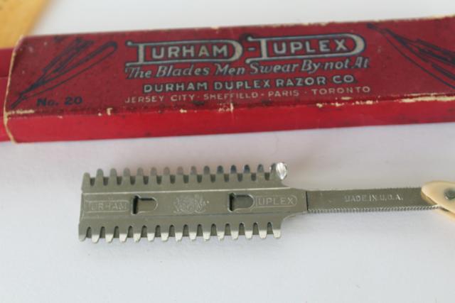 photo of Durham Duplex 20s 30s vintage safety razor looks like a straight razor, original box #2