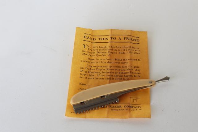 photo of Durham Duplex 20s 30s vintage safety razor looks like a straight razor, original box #5