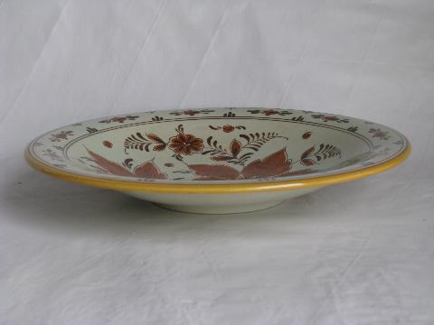 photo of Dutch Brown floral vintage hand-painted pottery bowl, Gouda Holland #2