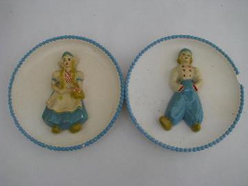 catalog photo of Dutch children boy & girl vintage chalkwae kitchen wall plaques