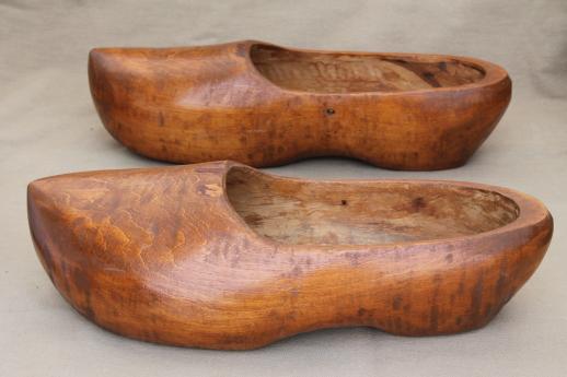 photo of Dutch klompen wood shoes, adult size vintage wooden clogs from Holland #2