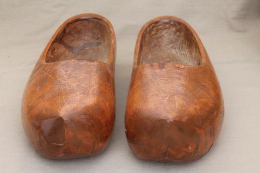 photo of Dutch klompen wood shoes, adult size vintage wooden clogs from Holland #3