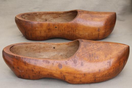 photo of Dutch klompen wood shoes, adult size vintage wooden clogs from Holland #4