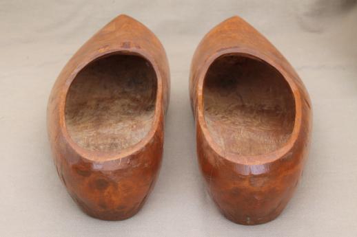 photo of Dutch klompen wood shoes, adult size vintage wooden clogs from Holland #5