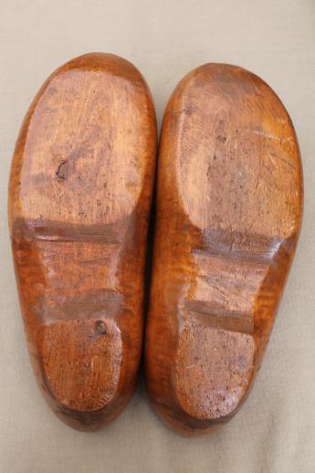 photo of Dutch klompen wood shoes, adult size vintage wooden clogs from Holland #8