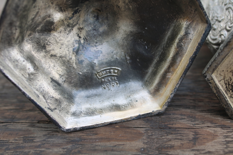 photo of Dutch silver plate lot, antique cast metal decorative vases & candle holder w/ Holland scenes & people  #9