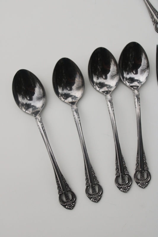 photo of Dynasty pattern vintage National stainless flatware, ornate pierced handle silverware 22 pcs  #3