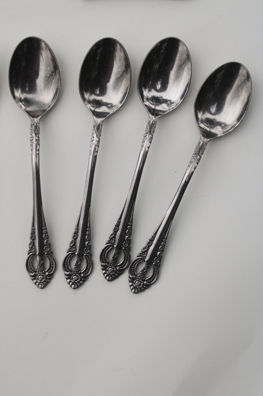 photo of Dynasty pattern vintage National stainless flatware, ornate pierced handle silverware 22 pcs  #4