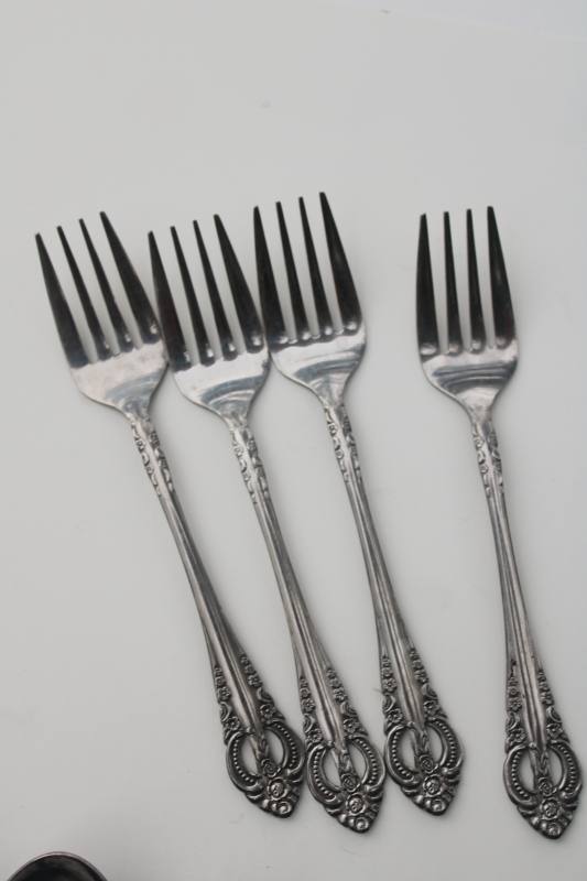 photo of Dynasty pattern vintage National stainless flatware, ornate pierced handle silverware 22 pcs  #6