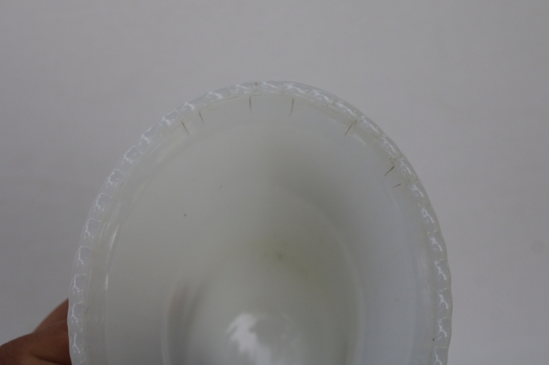 photo of E O Brody vintage milk glass vase, graceful flared shape wide vase for large or heavy flowers  #3