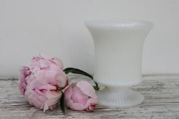 catalog photo of E O Brody vintage milk glass vase, graceful flared shape wide vase for large or heavy flowers 