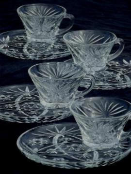 catalog photo of EAPC star pattern snack sets w/ small round plates, vintage prescut glass