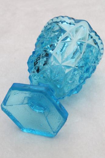 photo of EAPG Kemple glass in aqua blue, early 1900s vintage pressed glass toothpick holder #4