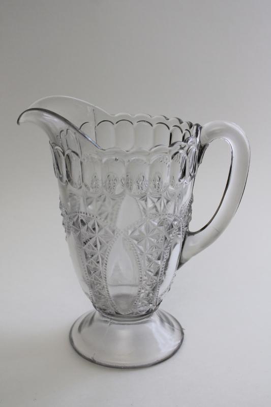 photo of EAPG Oregon pattern pressed pattern glass pitcher, 1890s vintage antique glassware #1