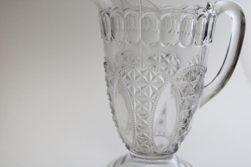 photo of EAPG Oregon pattern pressed pattern glass pitcher, 1890s vintage antique glassware #2