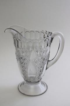 EAPG Oregon pattern pressed pattern glass pitcher, 1890s vintage antique glassware