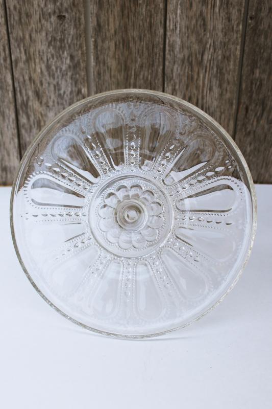 photo of EAPG Wisconsin pattern antique pressed glass cake stand, beaded dewdrop US Glass #1