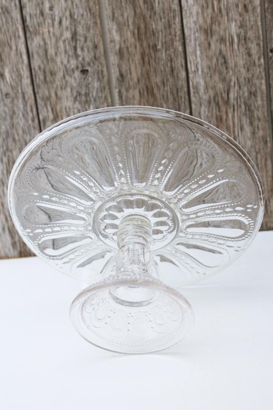 photo of EAPG Wisconsin pattern antique pressed glass cake stand, beaded dewdrop US Glass #2