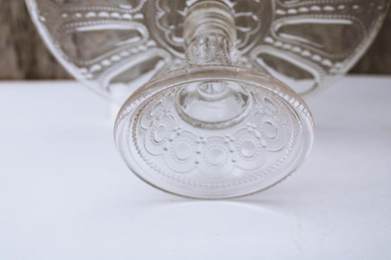 photo of EAPG Wisconsin pattern antique pressed glass cake stand, beaded dewdrop US Glass #3