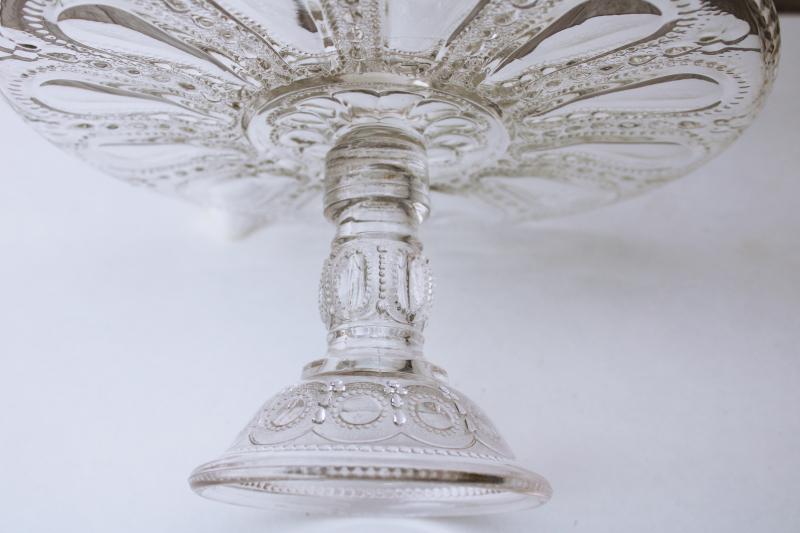 photo of EAPG Wisconsin pattern antique pressed glass cake stand, beaded dewdrop US Glass #4