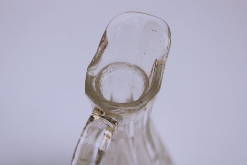 photo of EAPG antique clear glass cruet w/ stopper, fans pattern Early American pressed glass circa 1900 #8