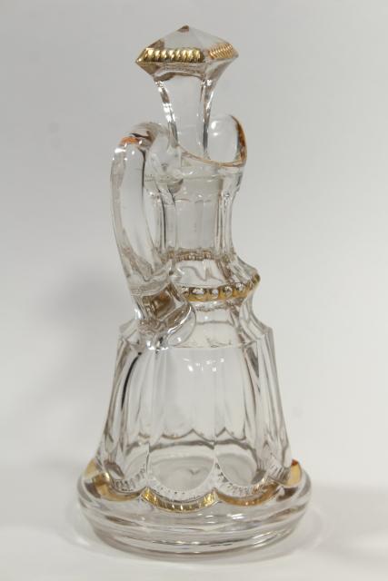 photo of EAPG antique cruet 1890s Riverside glass Empress pattern w/ gold decoration #4